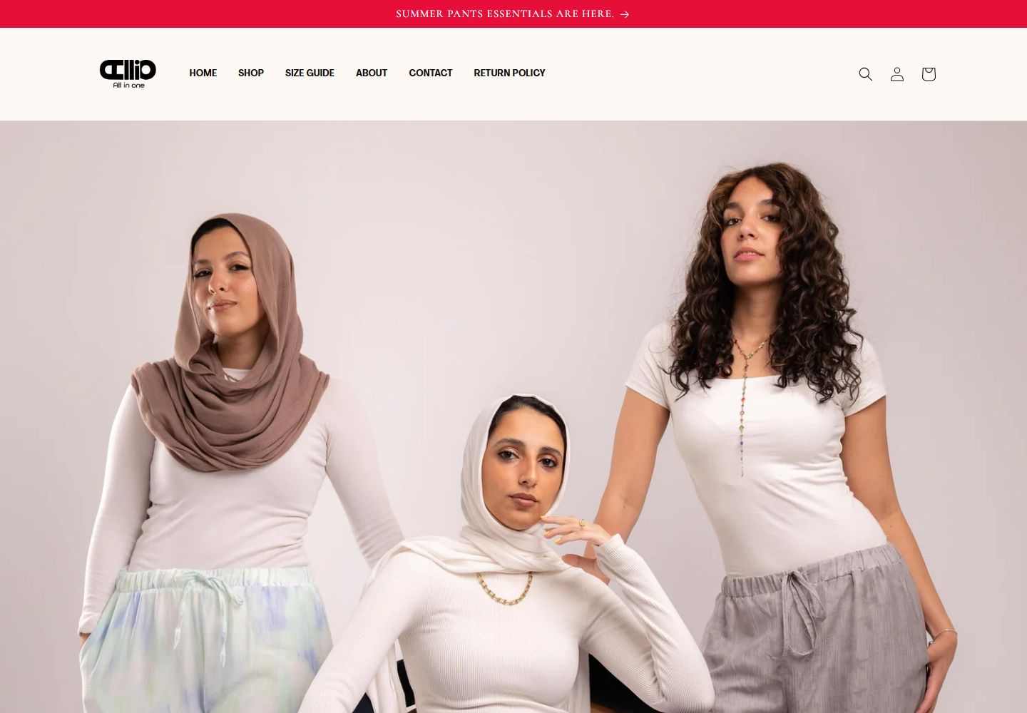 Allio Wear Shopify store preview