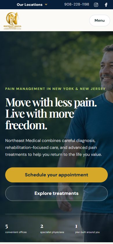 Northeast Medical website on a phone