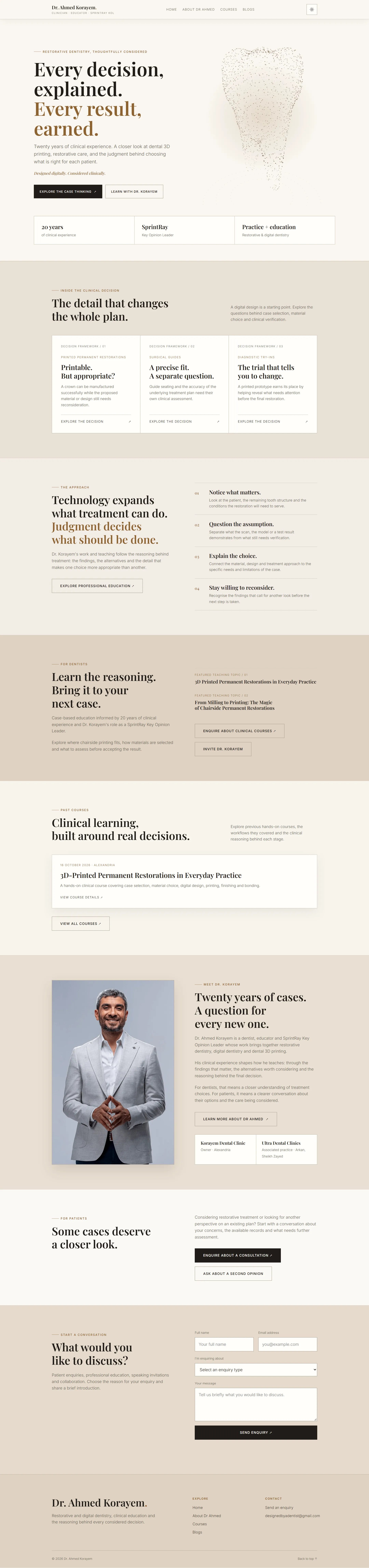 Designed by a Dentist homepage, full page