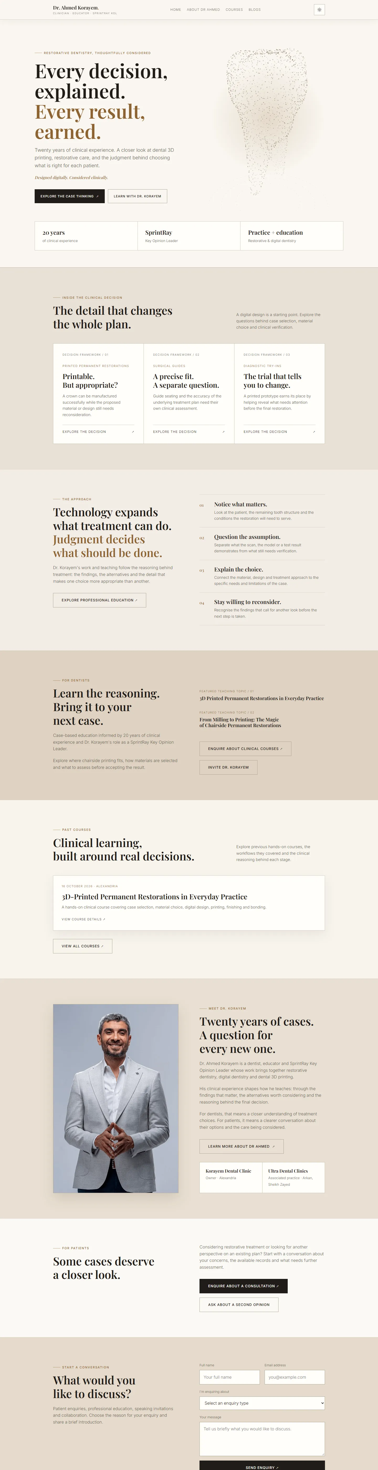 Designed by a Dentist homepage, desktop, full page